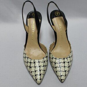 Ivanka Off-White and Black Slingback Heels